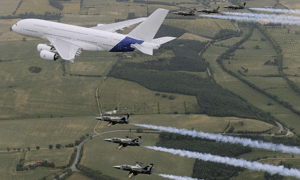 Breitling Jet Team join A380 in formation flight
